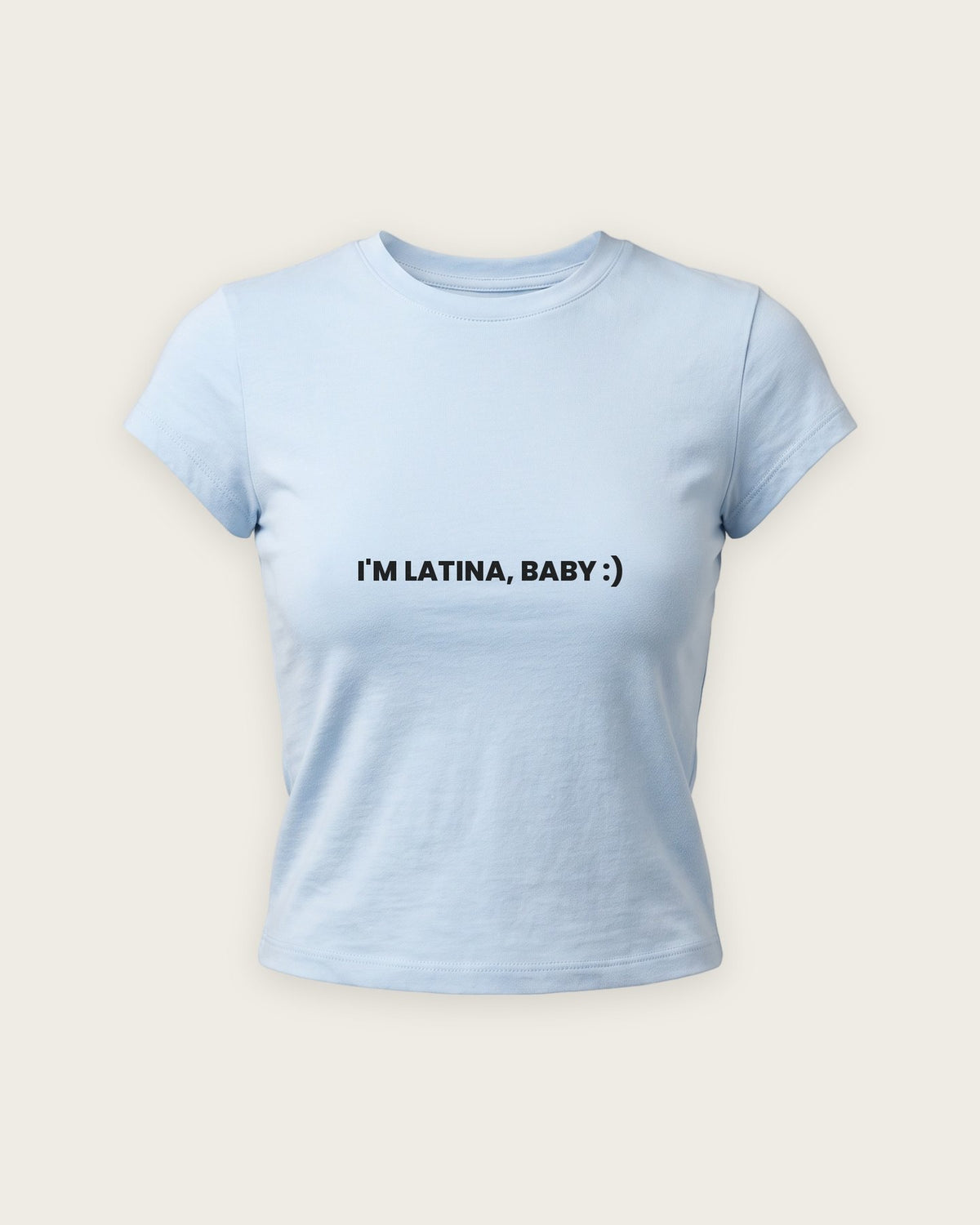 Baby Tee “I'm Latina, Baby” — Azul Bebê