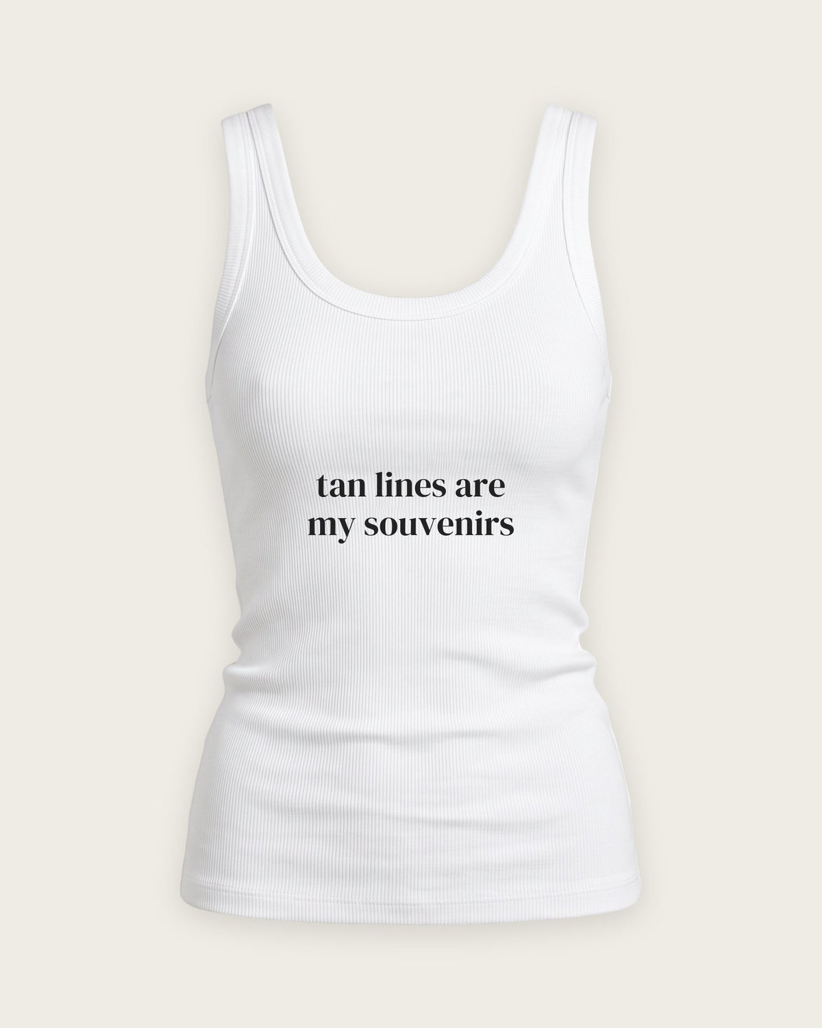 Regata Canelada “Tan Lines Are My Souvenirs” — Branco