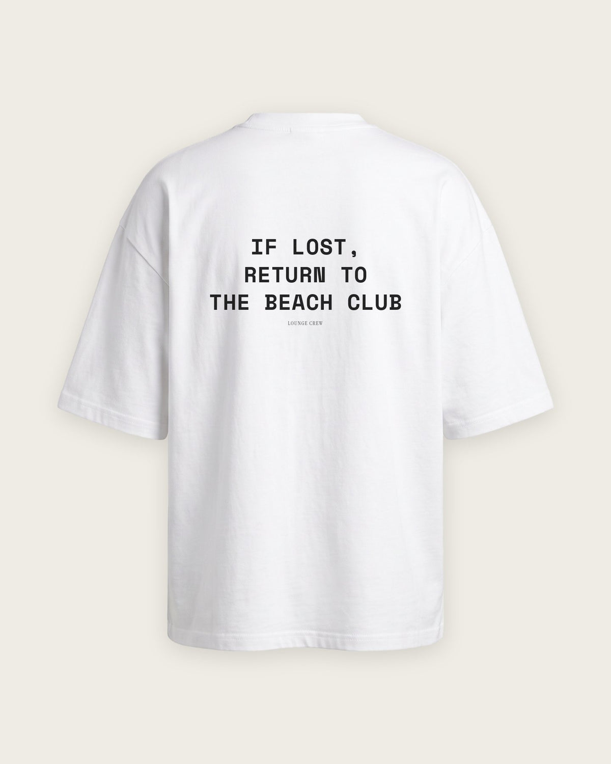 Camiseta Oversized “If Lost, Return to the Beach Club” — Branco