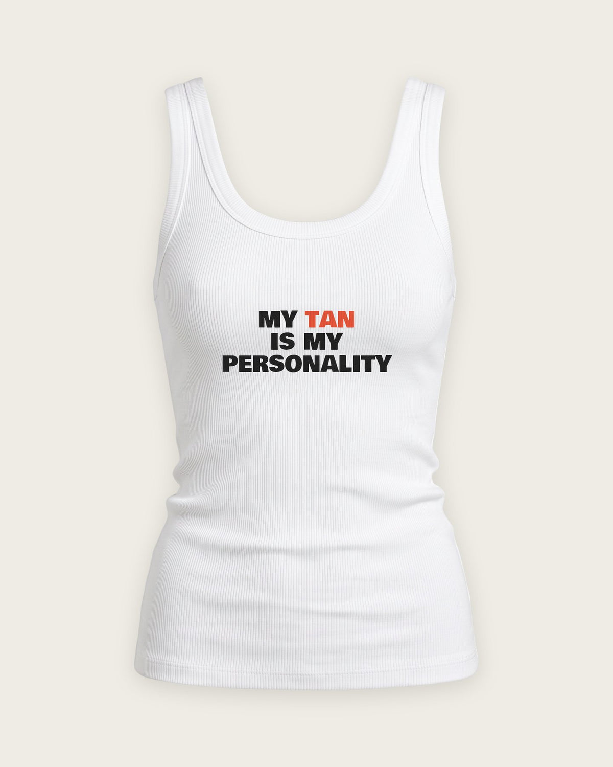 Regata Canelada “My Tan Is My Personality” — Branco