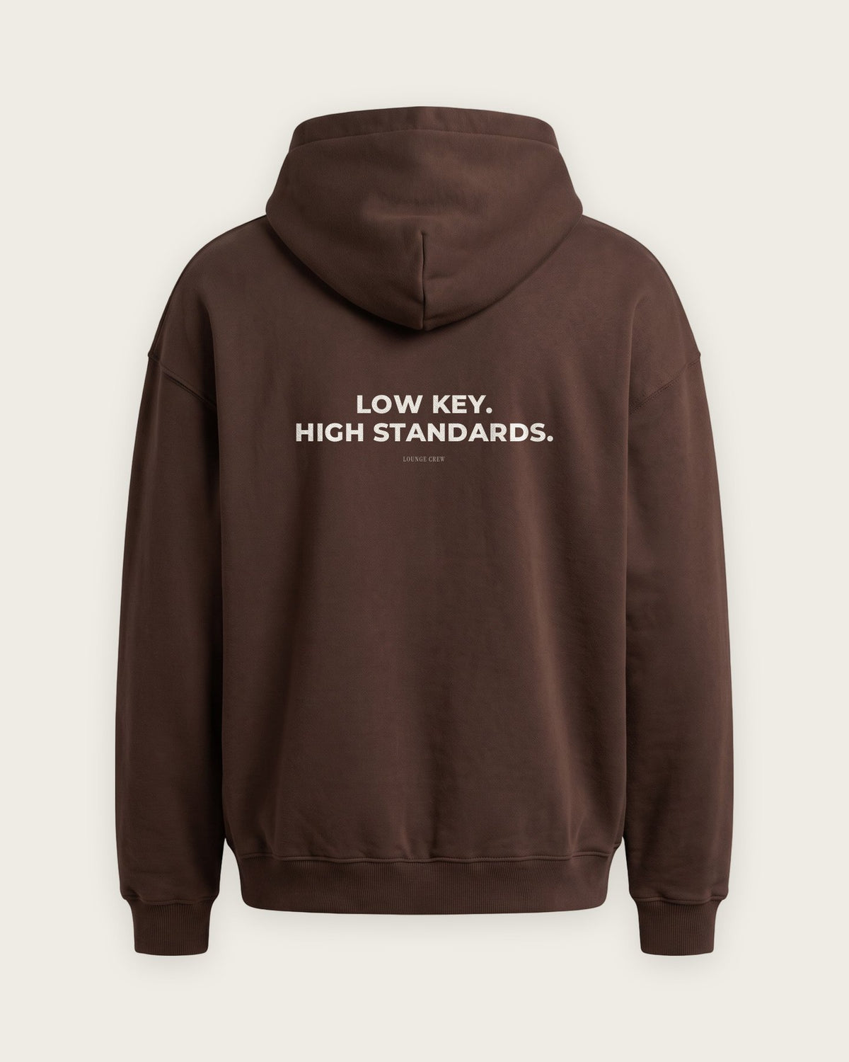 Moletom Oversized “Low Key, High Standards” — Chocolate
