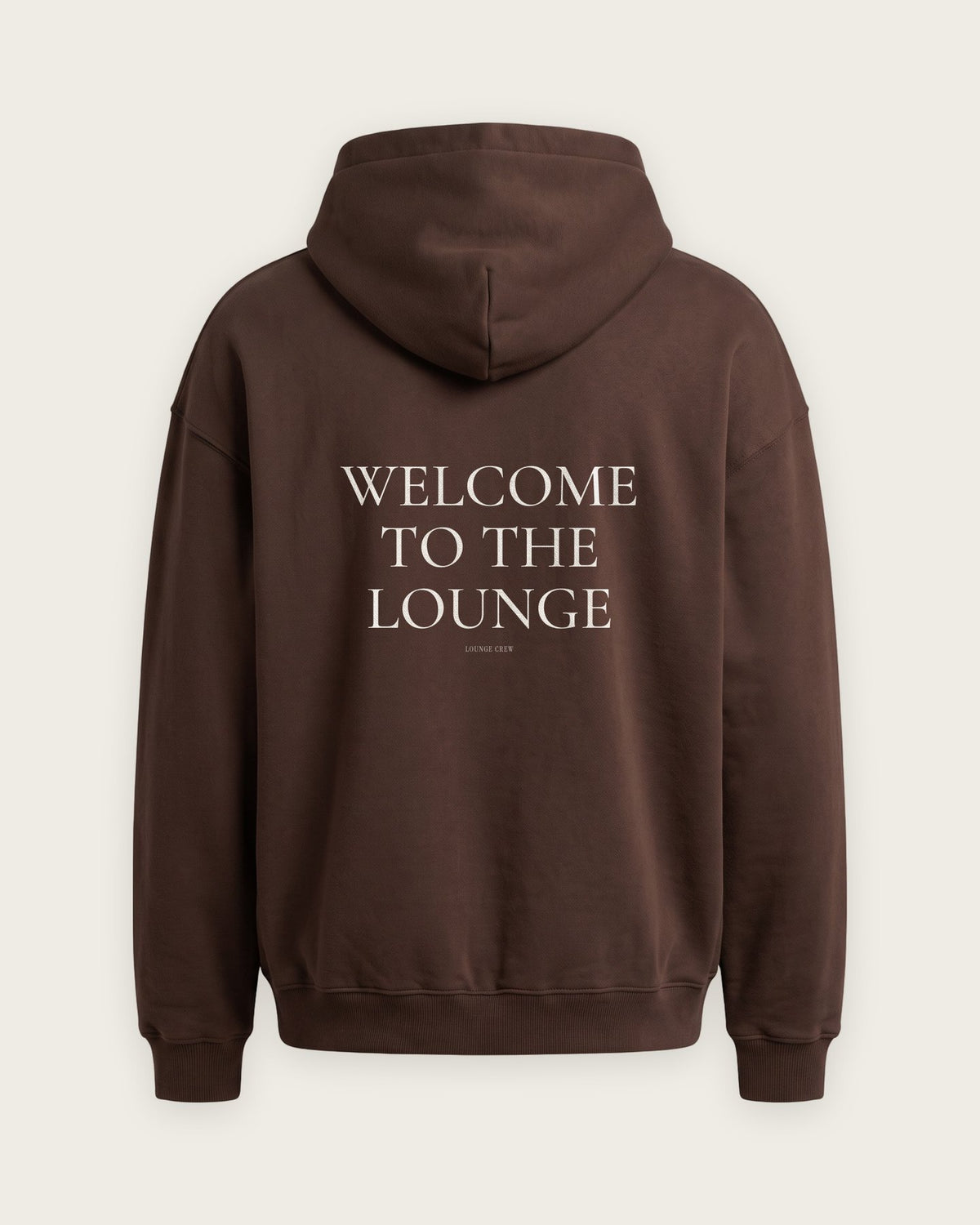 Moletom Oversized “Welcome to the Lounge” — Chocolate