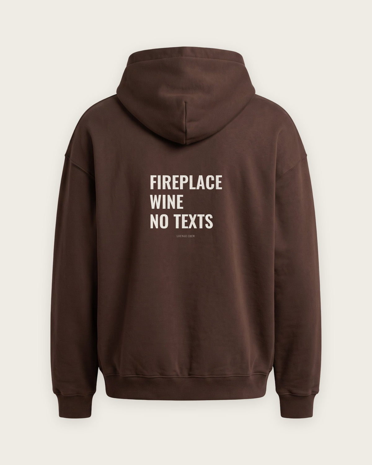 Moletom Oversized “Fireplace, Wine, No Texts” — Chocolate