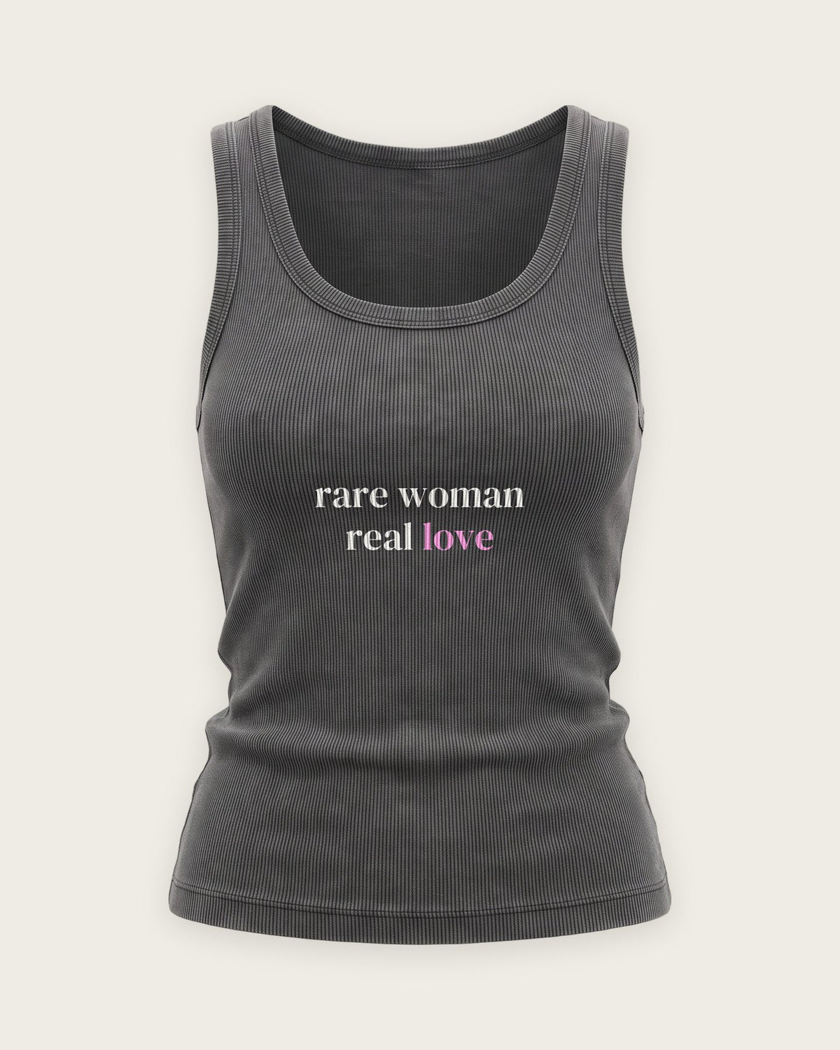 Regata Canelada “Rare Woman, Real Love” — Cinza Estonado
