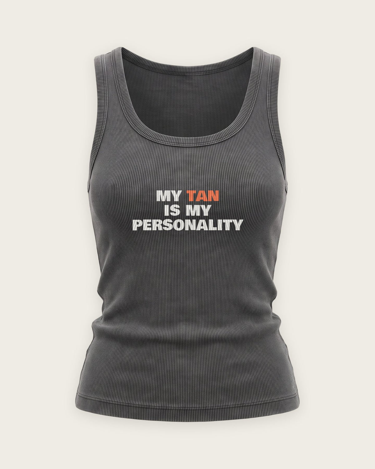 Regata Canelada “My Tan Is My Personality” — Cinza Estonado
