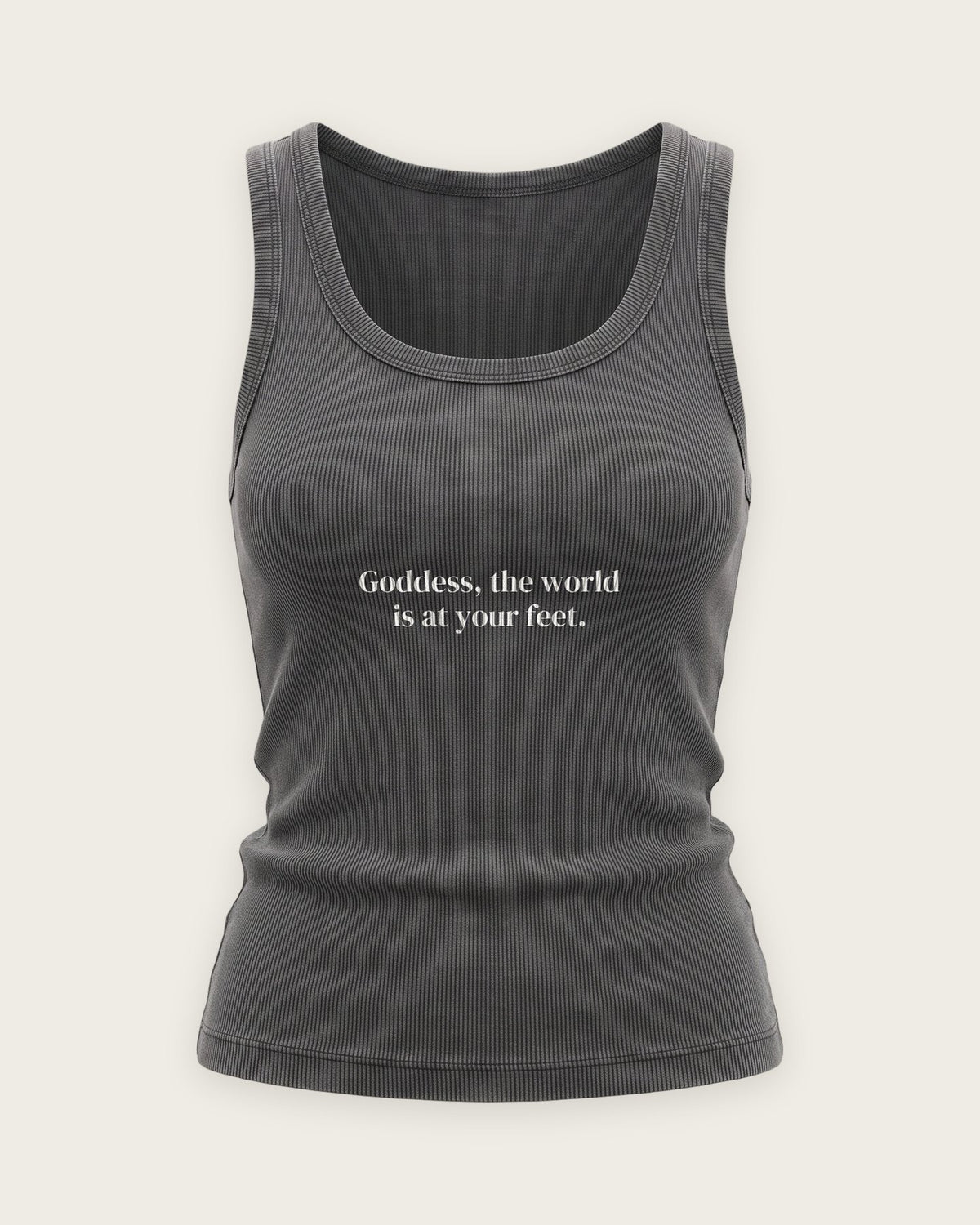 Regata Canelada “Goddess, the World Is at Your Feet” — Cinza Estonado