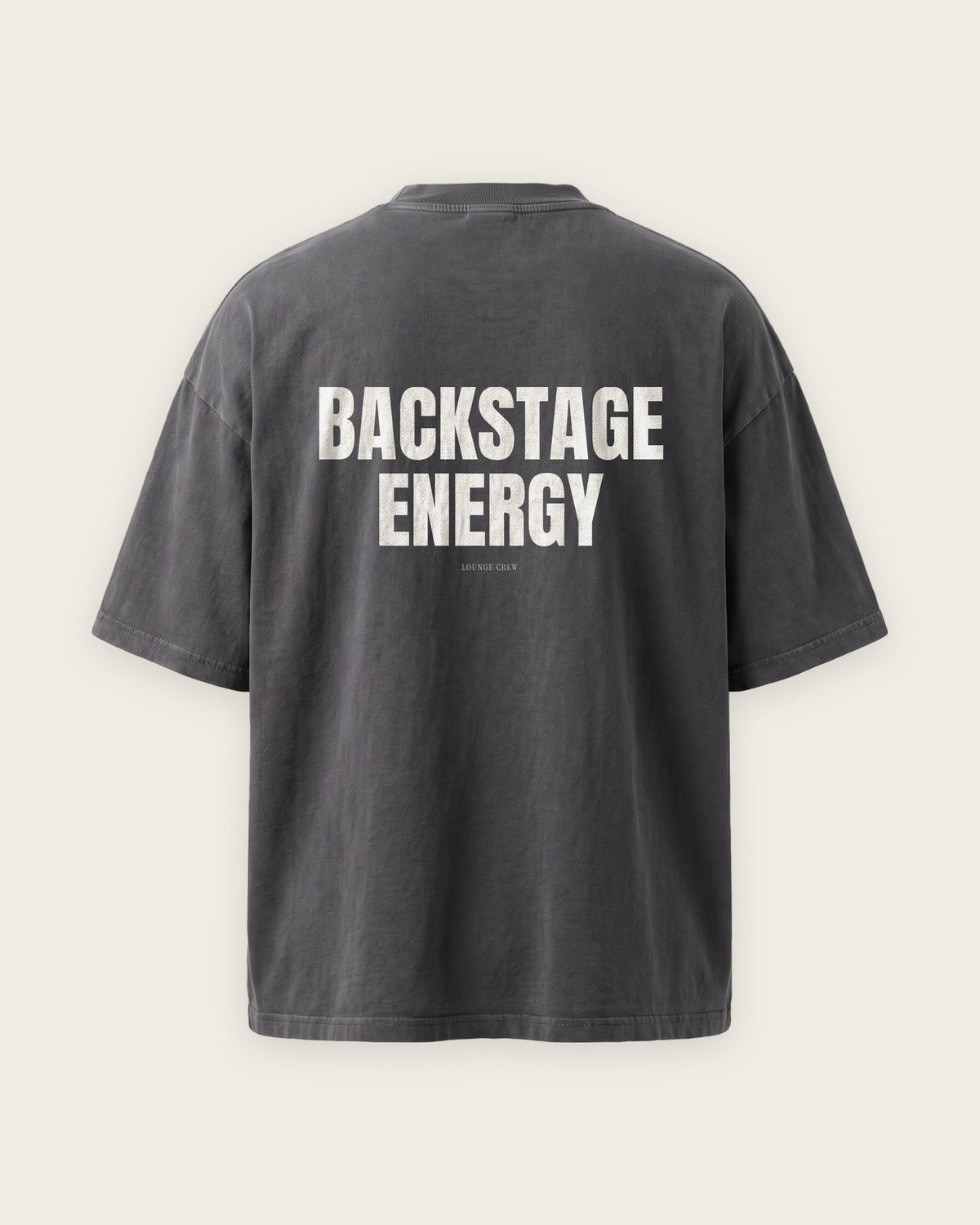 Camiseta Oversized “Backstage Energy” — Cinza Estonado