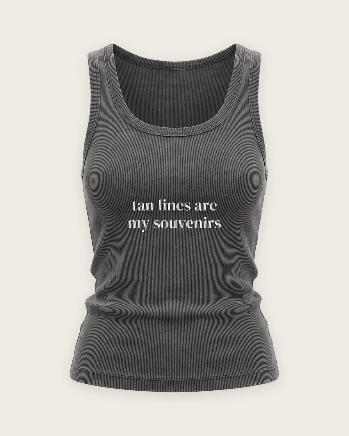 Regata Canelada “Tan Lines Are My Souvenirs” — Cinza Estonado