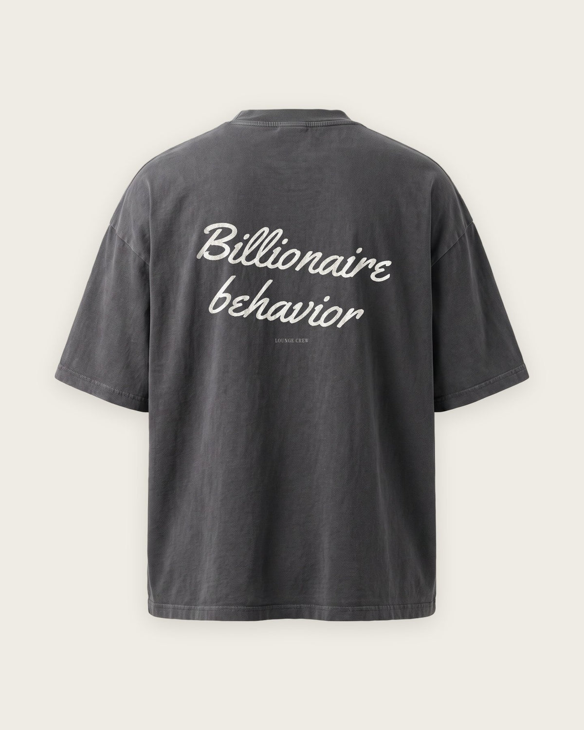 Camiseta Oversized “Billionaire Behavior” — Cinza Estonado