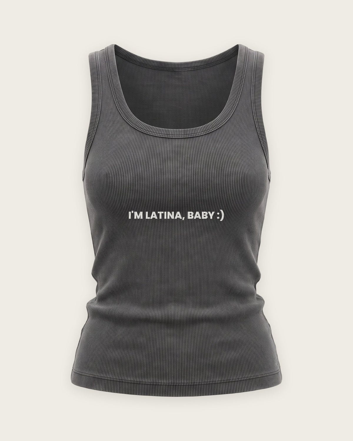 Regata Canelada “I'm Latina, Baby” — Cinza Estonado