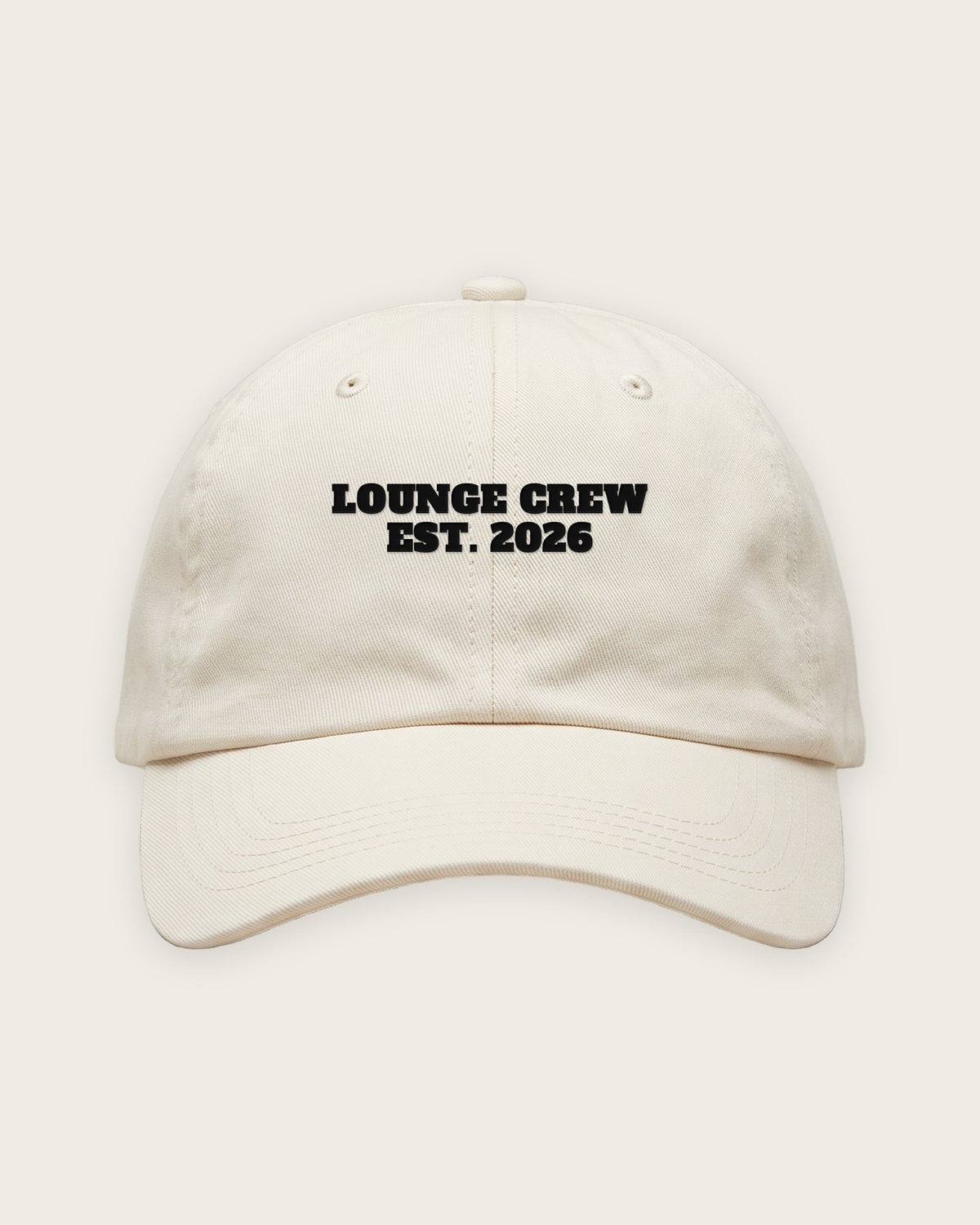 Boné Dad Hat “Lounge Crew Est. 2026” — Off-White