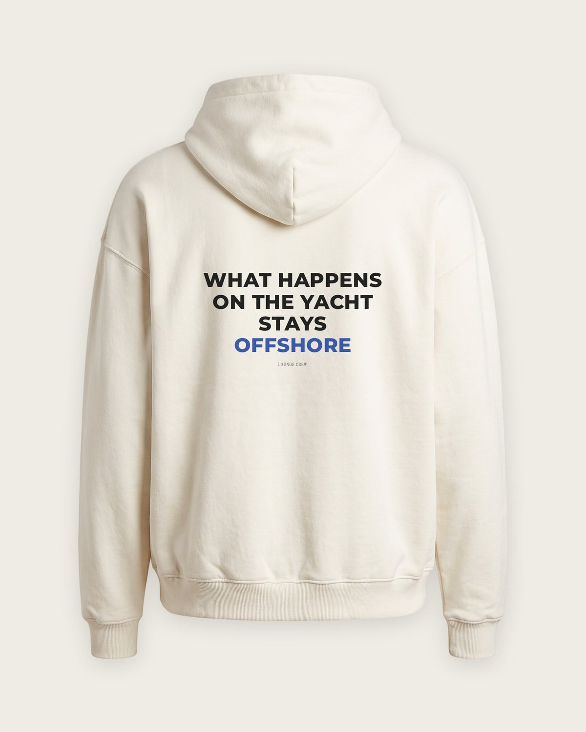 Moletom Oversized “What Happens on the Yacht” — Off-White