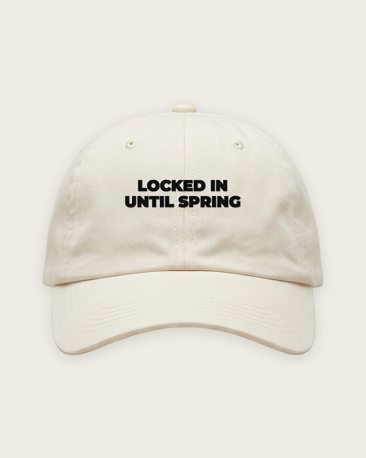 Boné Dad Hat “Locked In Until Spring” — Off-White