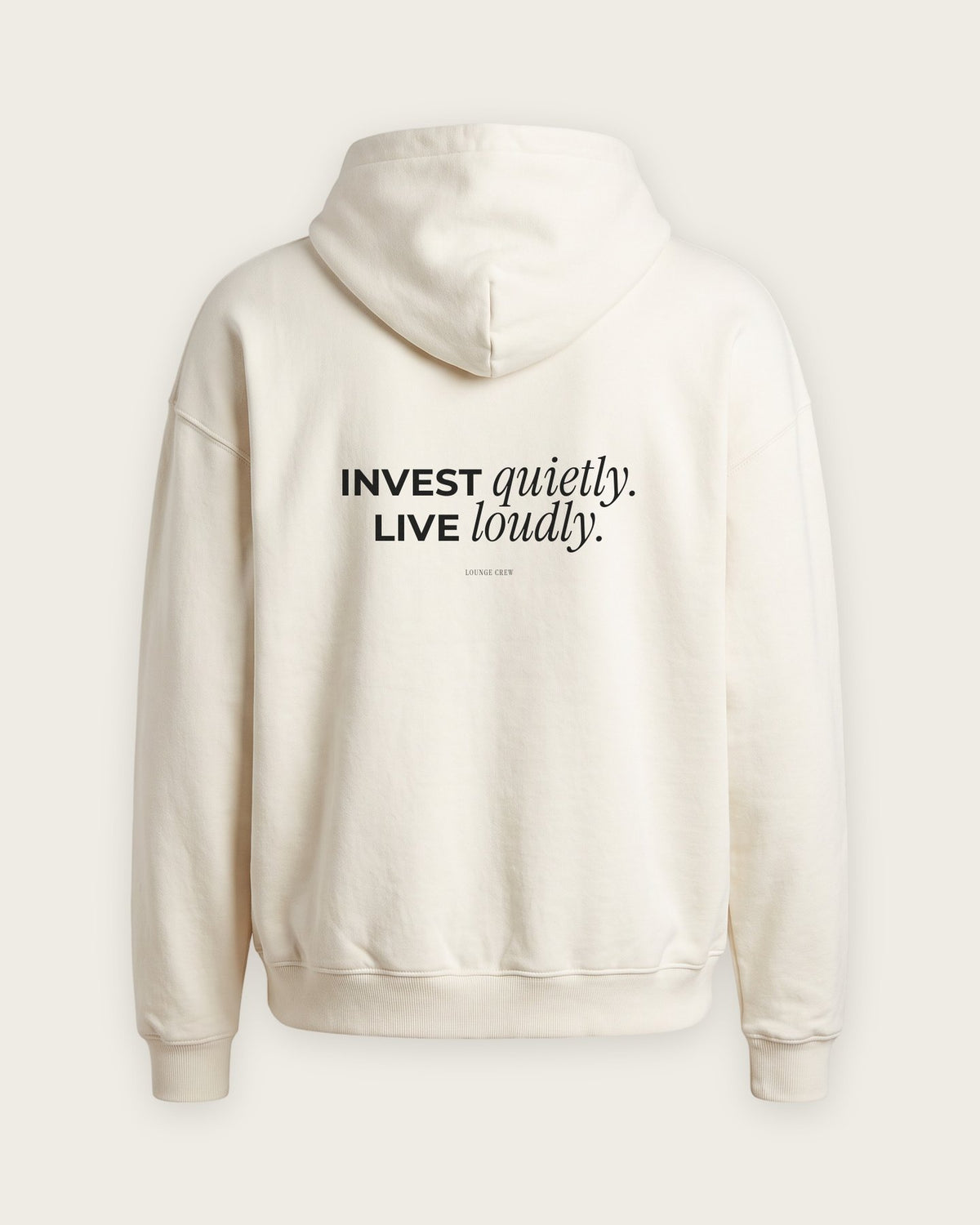 Moletom Oversized “Invest Quietly, Live Loudly” — Off-White