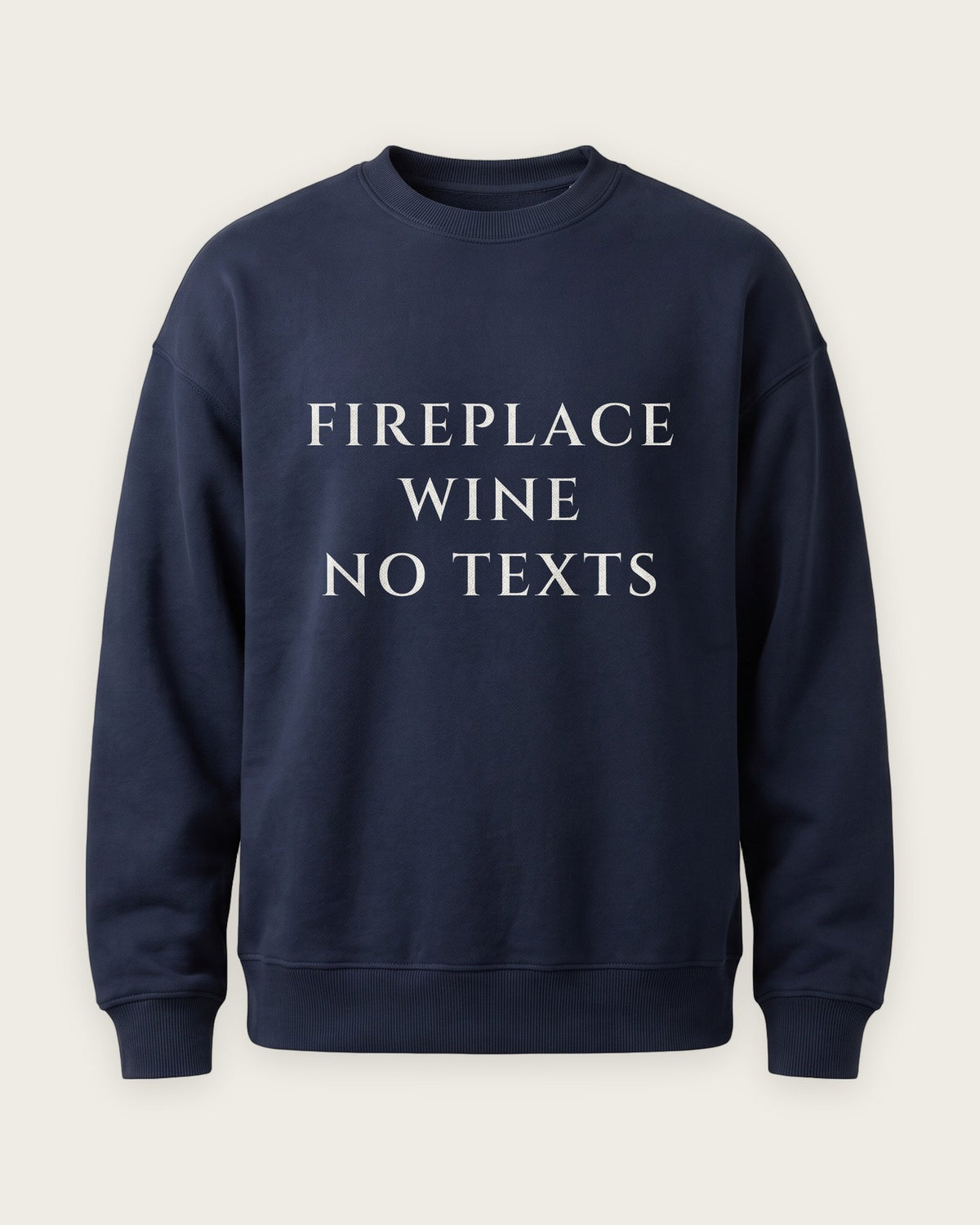 Moletom Careca “Fireplace, Wine, No Texts” — Marinho