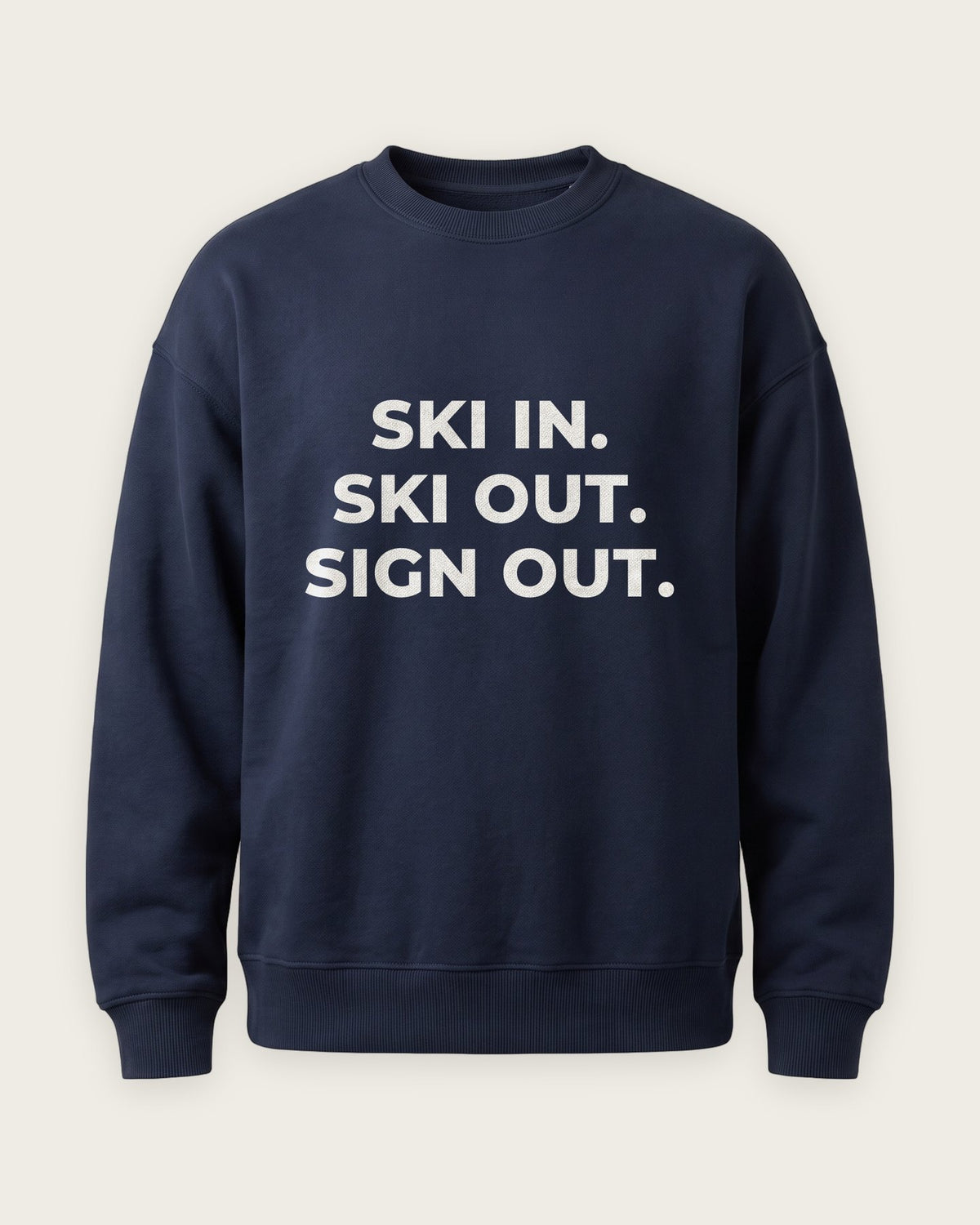 Moletom Careca “Ski In, Ski Out, Sign Out” — Marinho