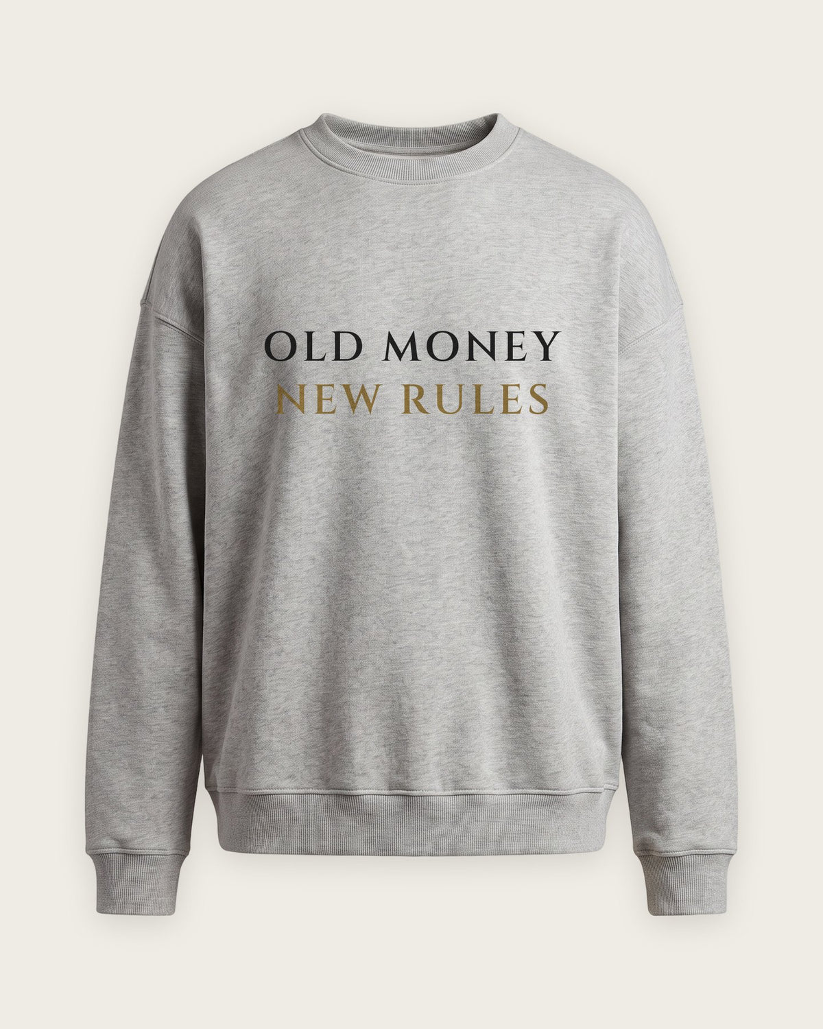 Moletom Careca “Old Money, New Rules” — Cinza Mescla