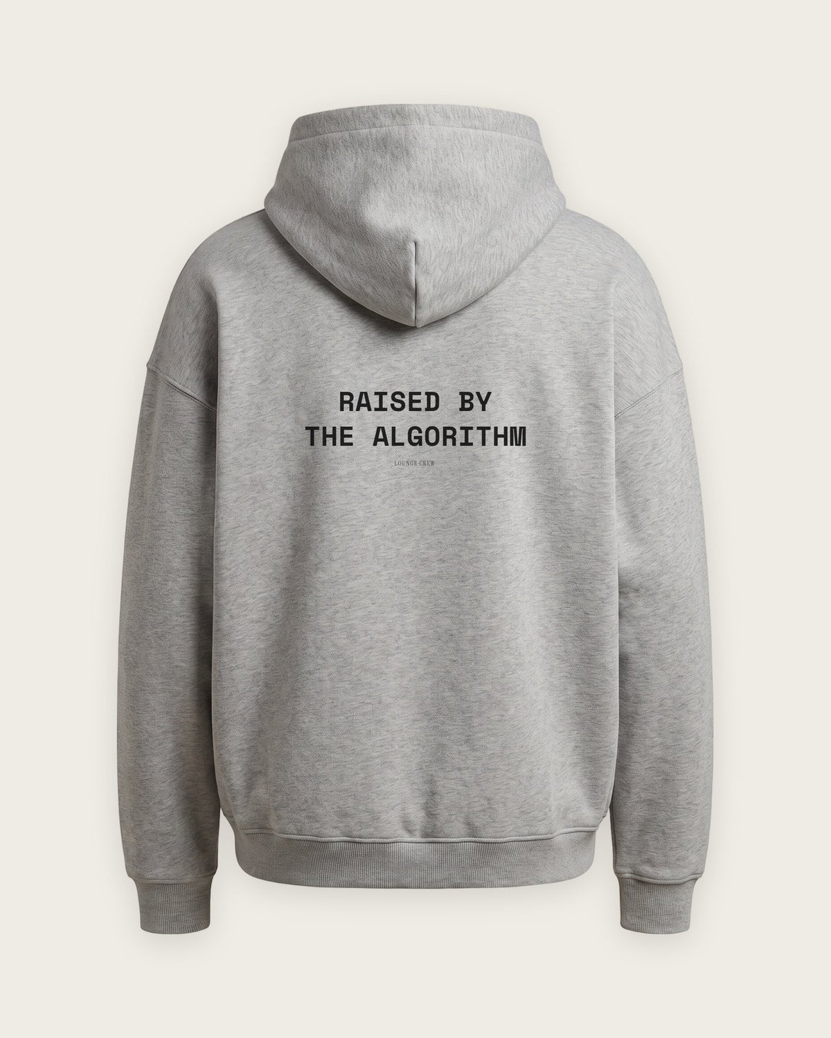 Moletom Oversized “Raised by the Algorithm” — Cinza Mescla