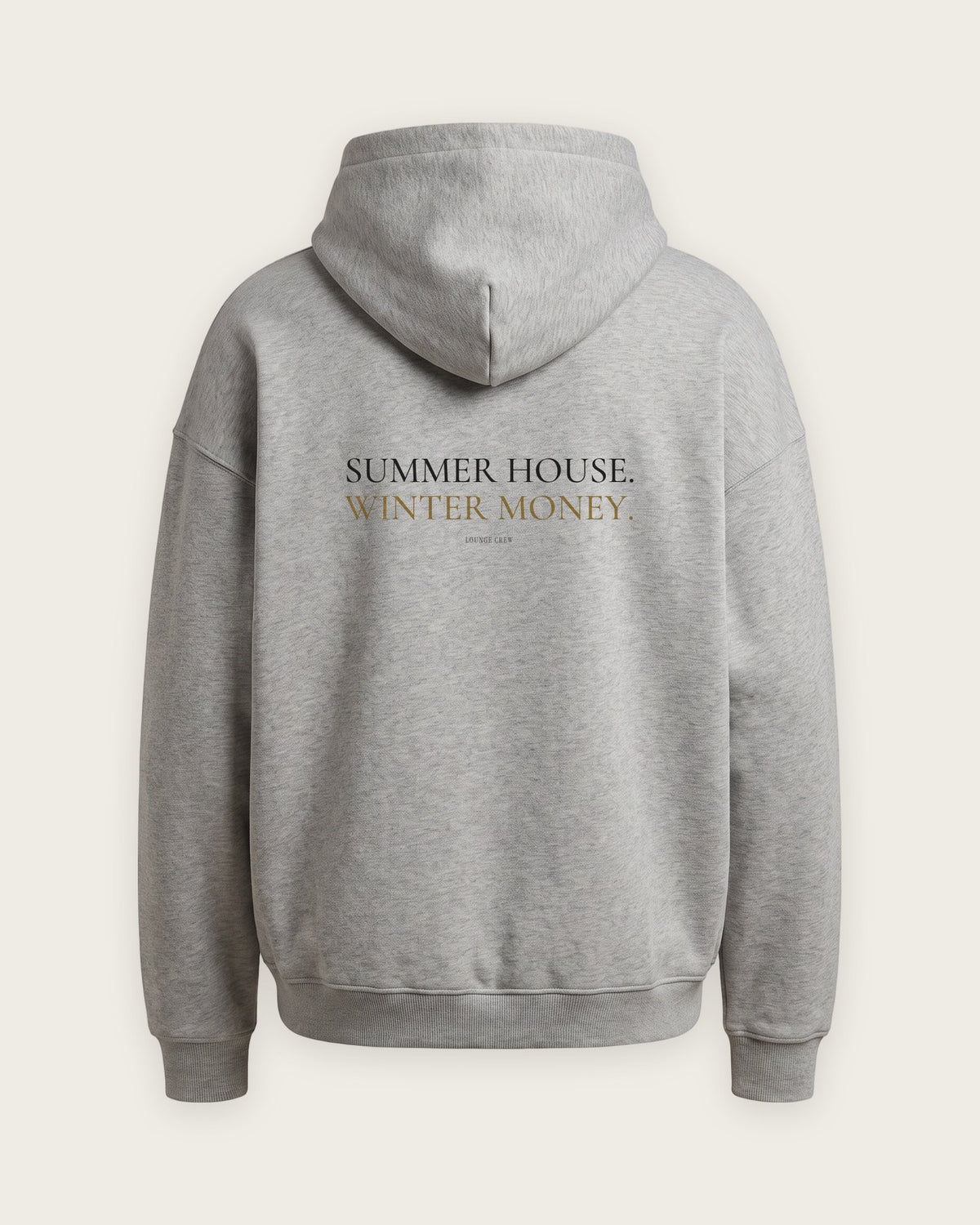 Moletom Oversized “Summer House, Winter Money” — Cinza Mescla