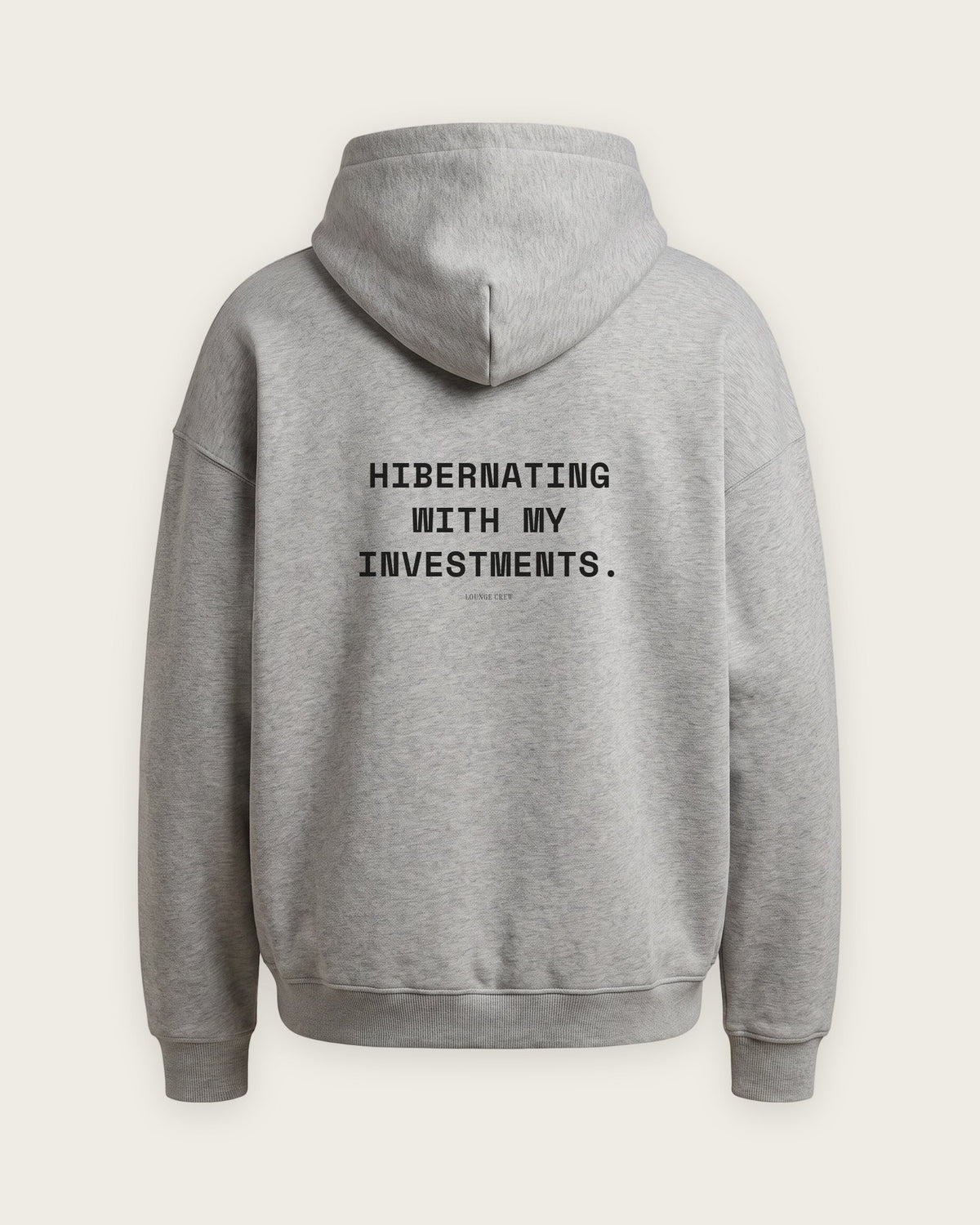 Moletom Oversized “Hibernating With My Investments” — Cinza Mescla