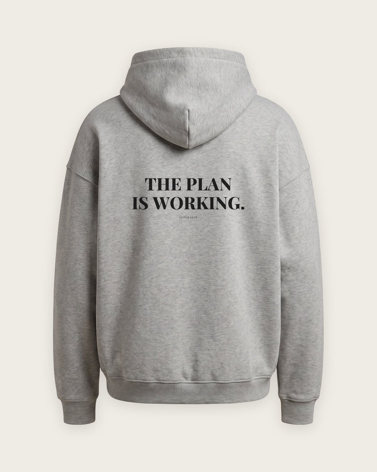 Moletom Oversized “The Plan Is Working” — Cinza Mescla