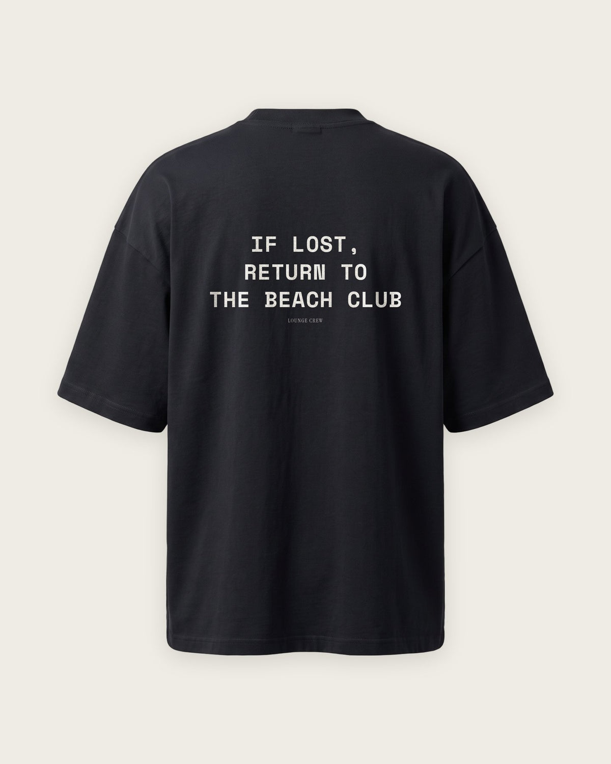 Camiseta Oversized “If Lost, Return to the Beach Club” — Preto