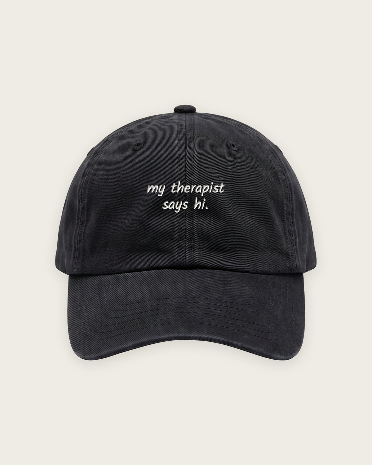 Boné Dad Hat “My Therapist Says Hi” — Preto