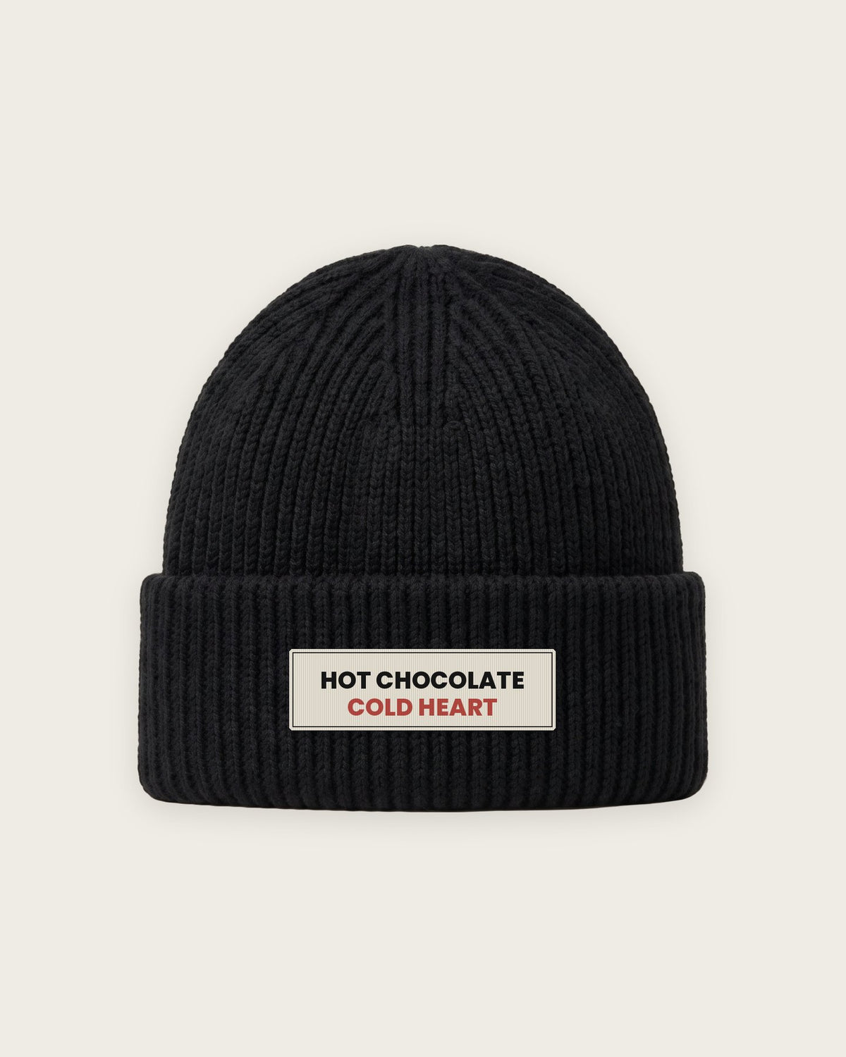 Gorro Canelado “Hot Chocolate, Cold Heart” — Preto