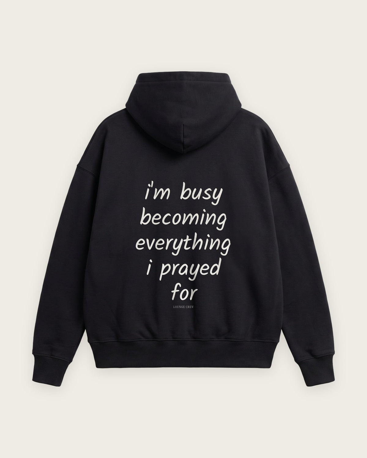 Moletom Oversized “I'm Busy Becoming” — Preto