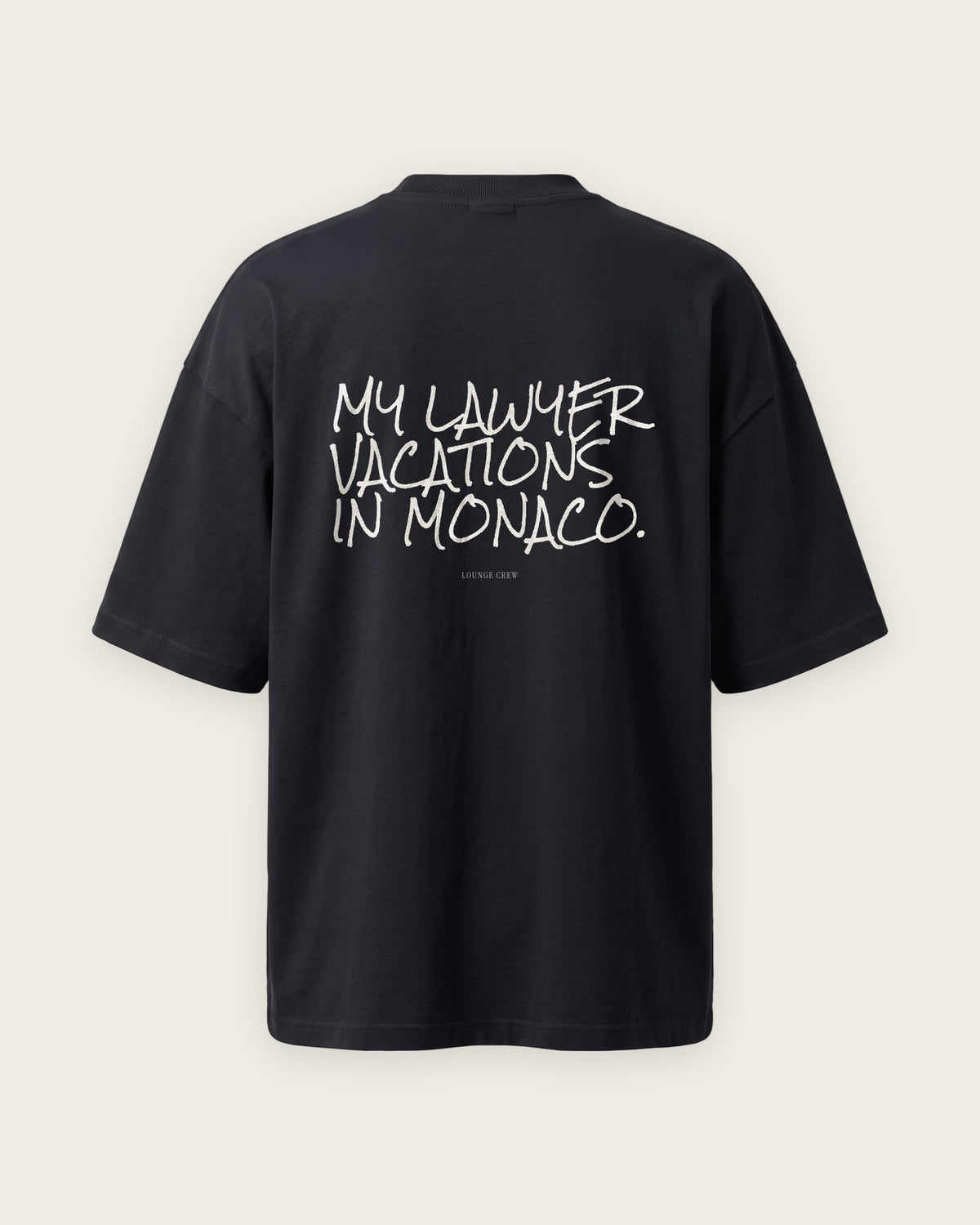 Camiseta Oversized “My Lawyer Vacations in Monaco” — Preto