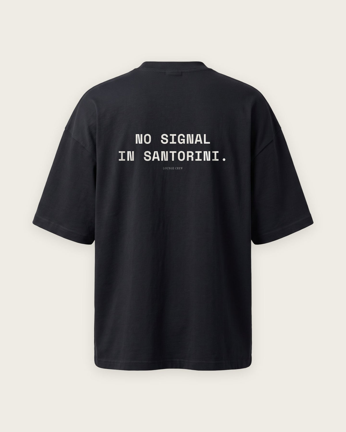 Camiseta Oversized “No Signal in Santorini” — Preto