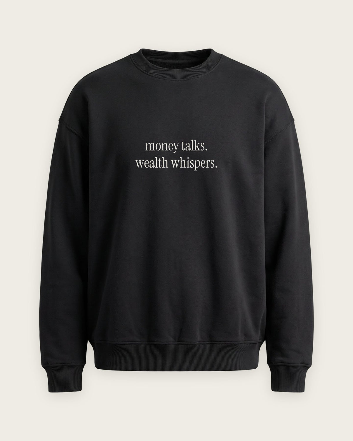Moletom Careca “Money Talks, Wealth Whispers” — Preto