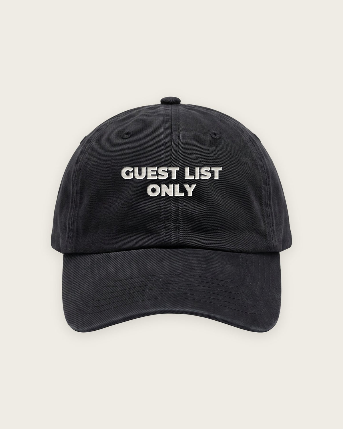 Boné Dad Hat “Guest List Only” — Preto