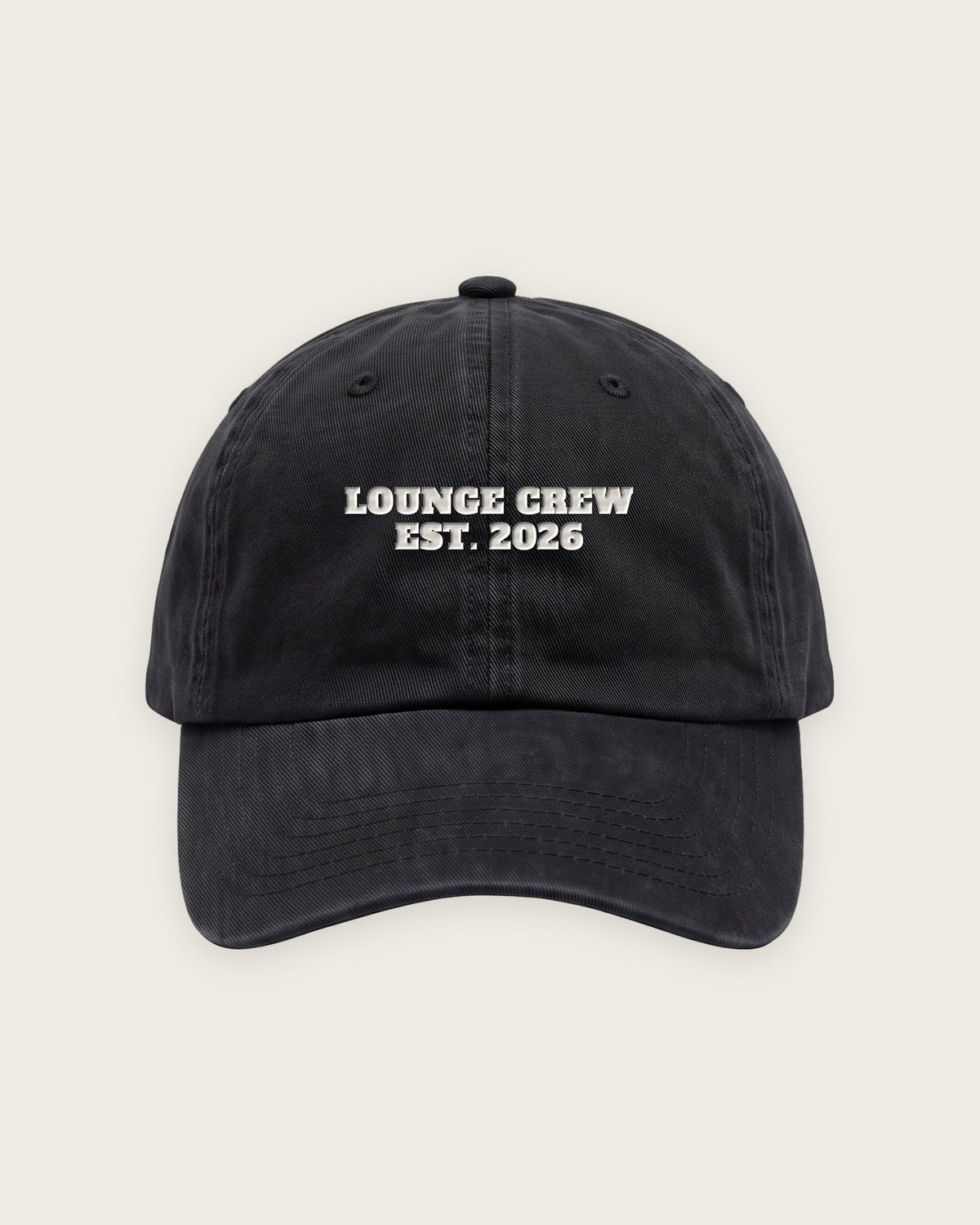 Boné Dad Hat “Lounge Crew Est. 2026” — Preto