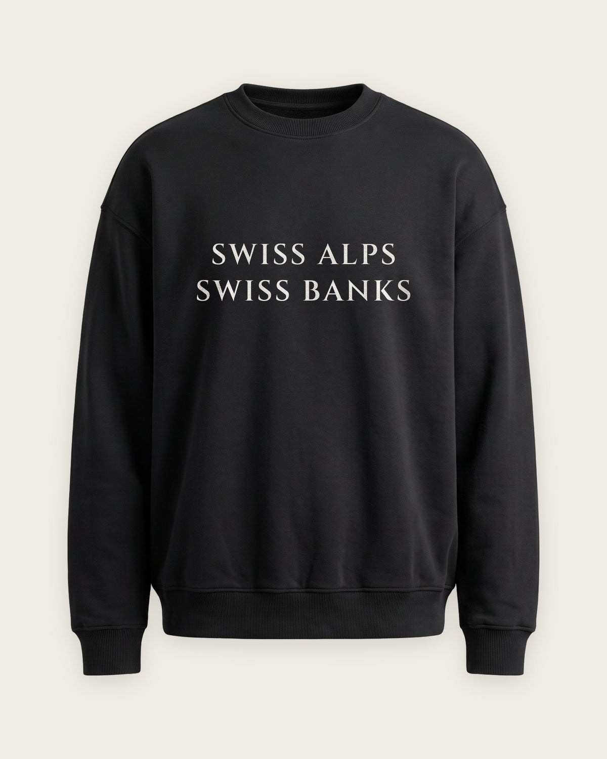 Moletom Careca “Swiss Alps, Swiss Banks” — Preto