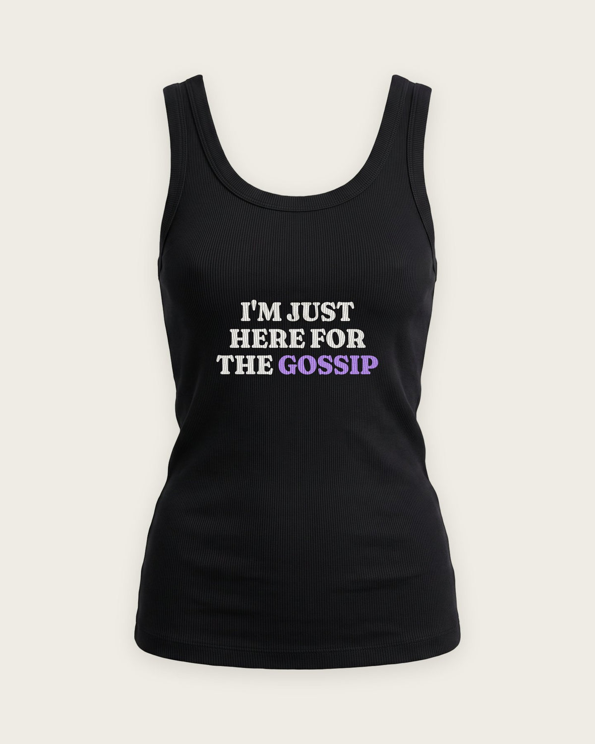 Regata Canelada “Just Here for the Gossip” — Preto