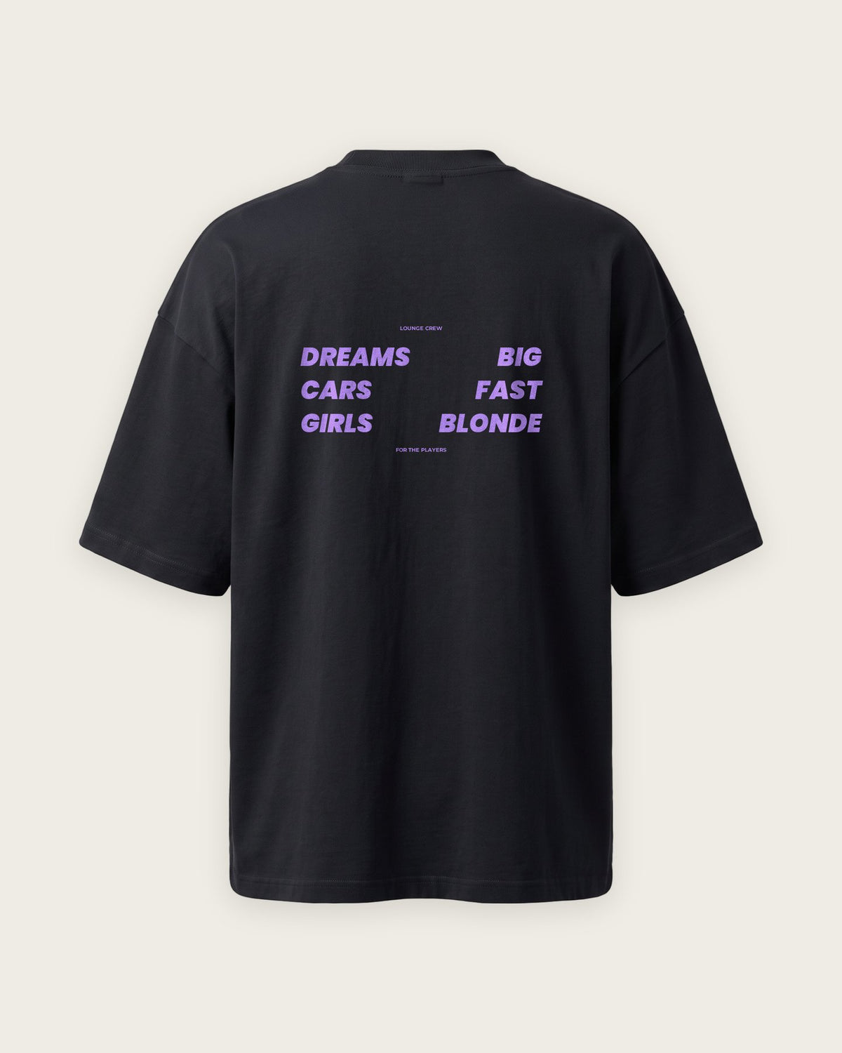 Camiseta Oversized “Dreams Big, Cars Fast, Girls Blonde” — Preto