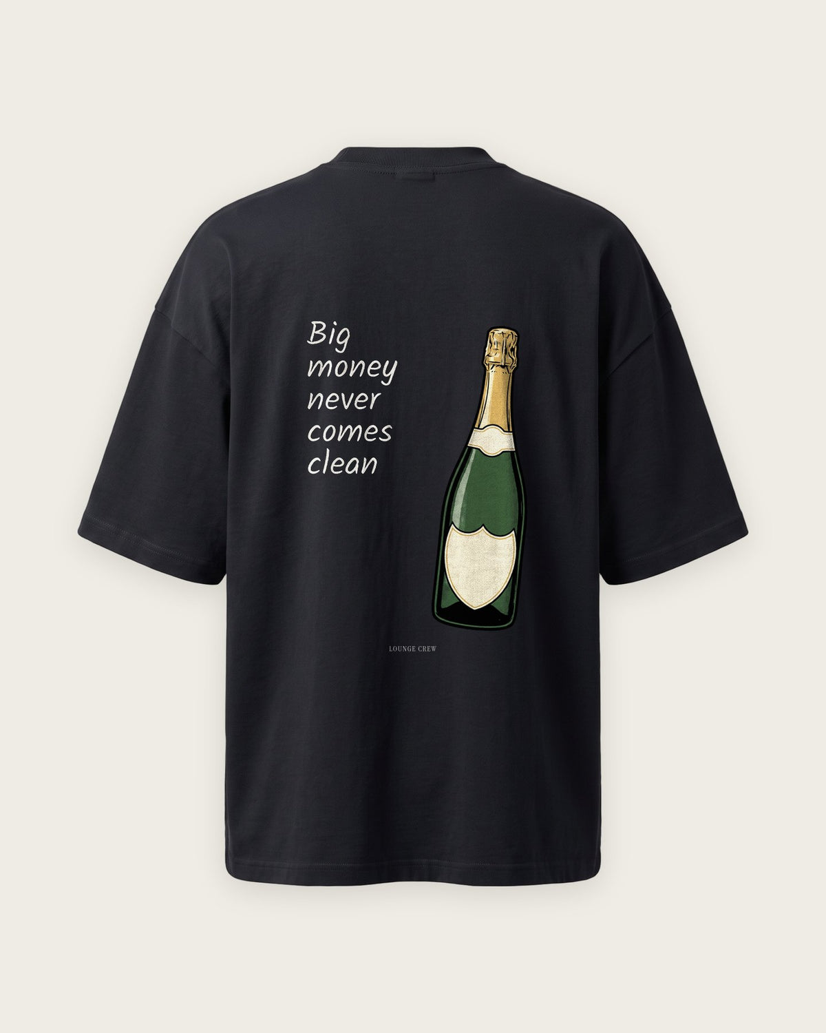 Camiseta Oversized “Big Money Never Comes Clean” — Preto